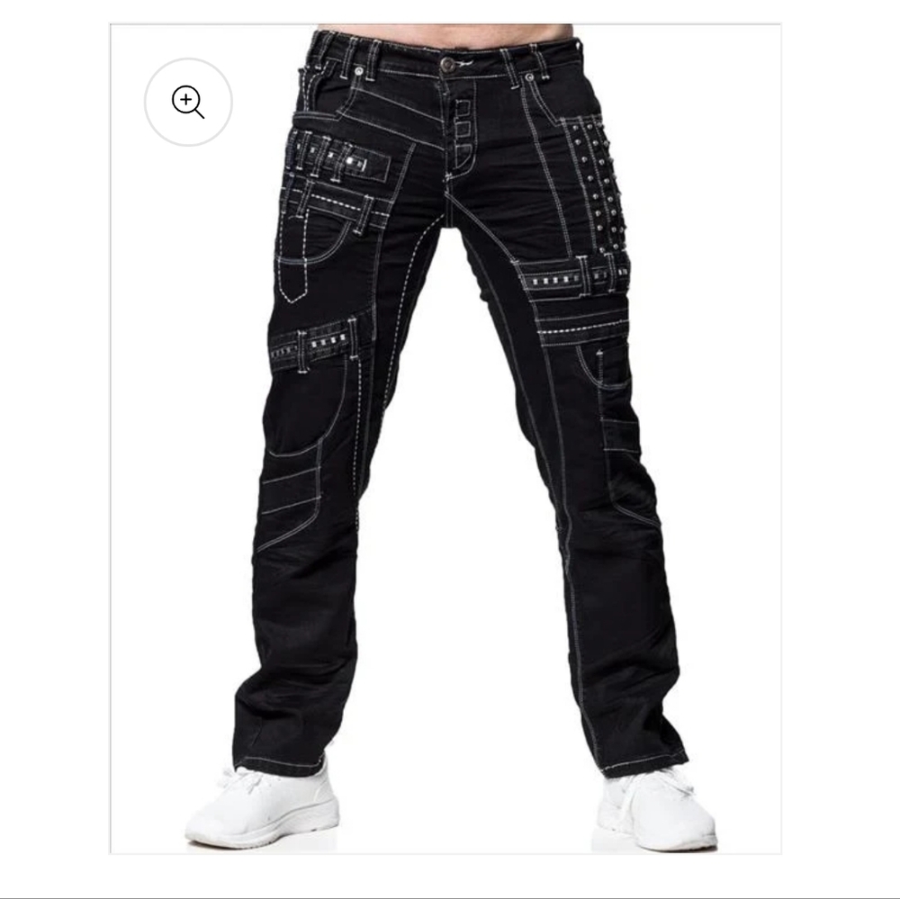 Men's Black Patchwork Jeans